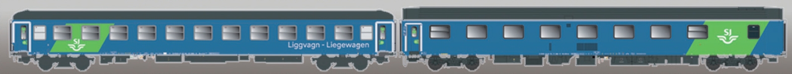 ACME 55315 - H0 - 2-tlg. Set Personenwagen Euronight EN 345/346, SJ, Ep. VI - Set 2